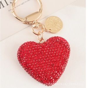 Heart shaped beaded bag charm/keychain.